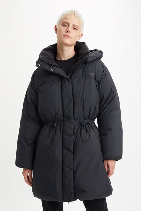 BELTED PUFFER COAT IN BLACK 1