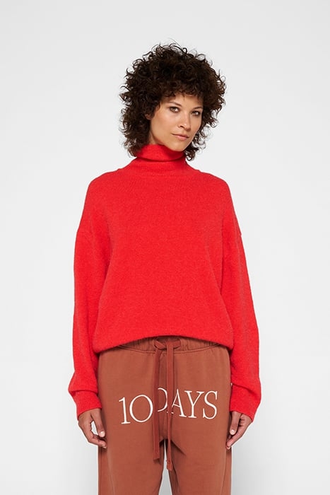 TURTLENECK SWEATER KNIT CORAL RED 1