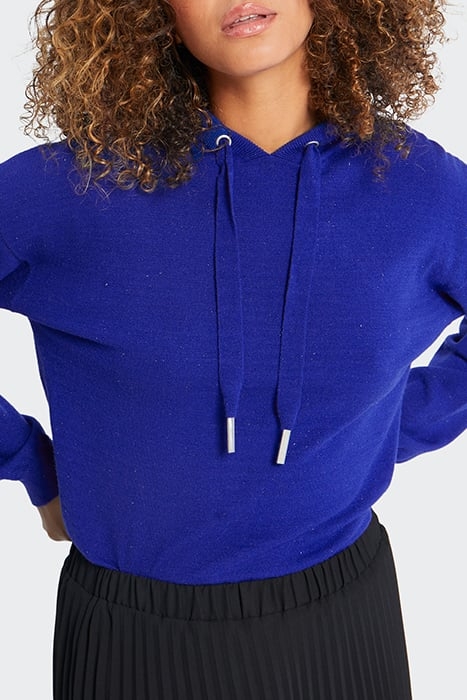 SAPPHIRE BLUE LUREX KNIT HOODED SWEATER BLUE 4