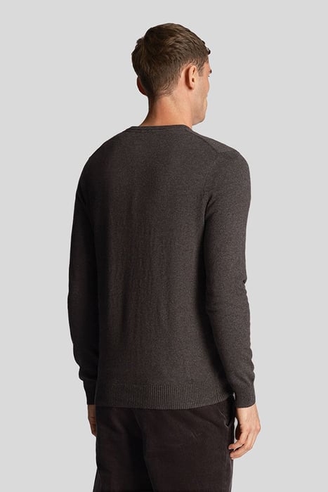 COTTON MERINO V NECK JUMPER CHARCOAL MARL 2