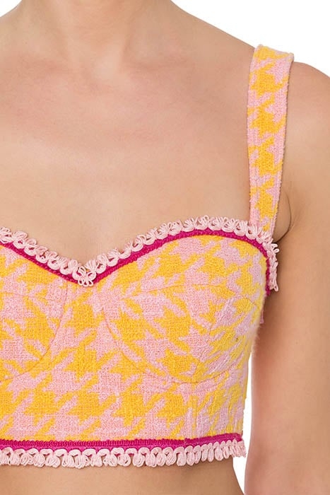 HOUNDSTOOTH COTTON AND NYLON BRALETTE ORANGE 4