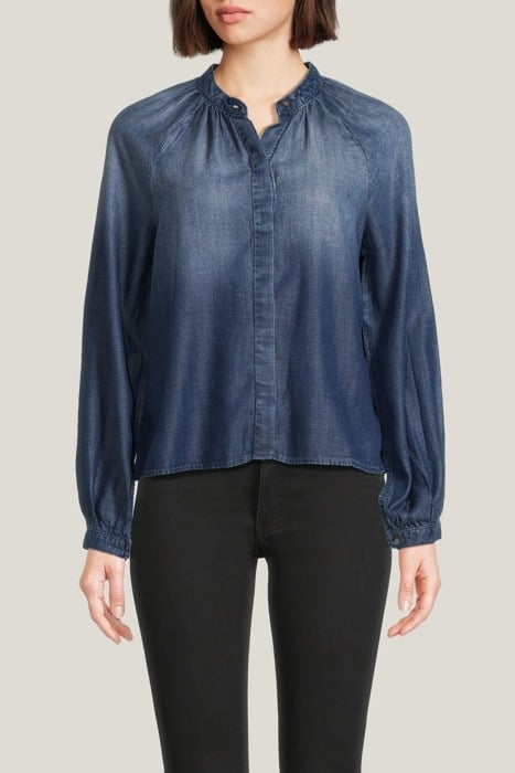 LONG SLEEVE SHIRRED RAGLAN SHIRT DARK OMBRE WASH 1