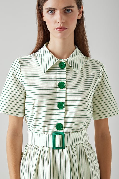 BEXTOR SHIRT SHIRT DRESS GREEN/CREAM 4