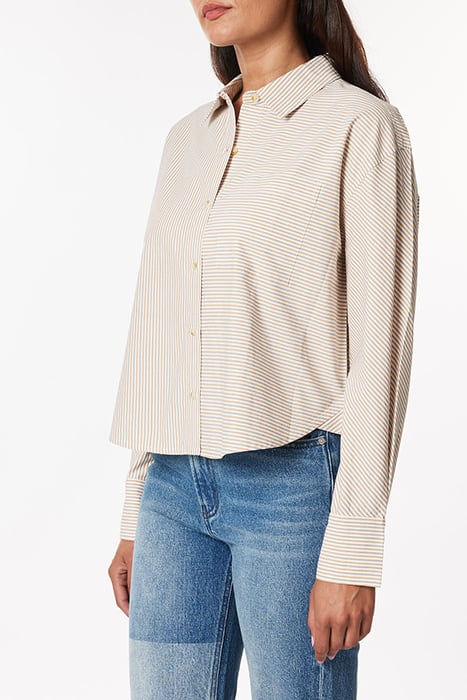 CROPPED BOYFRIEND SHIRT HARVEST GOLD STRIPE 4