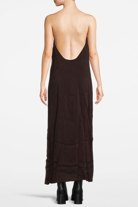 DEEP BACK CRINKLE DRESS DARK CHOCO 2
