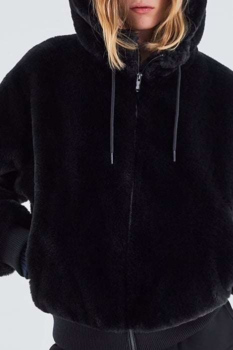 BLACK HOODED JACKET WITH GREEN CHEVRONS ON BACK BLACK 7