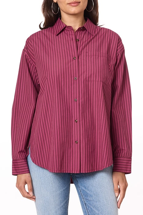 BOYFRIEND SHIRT W/ BUTTON DTL BURGUNDY/MAGENTA 1