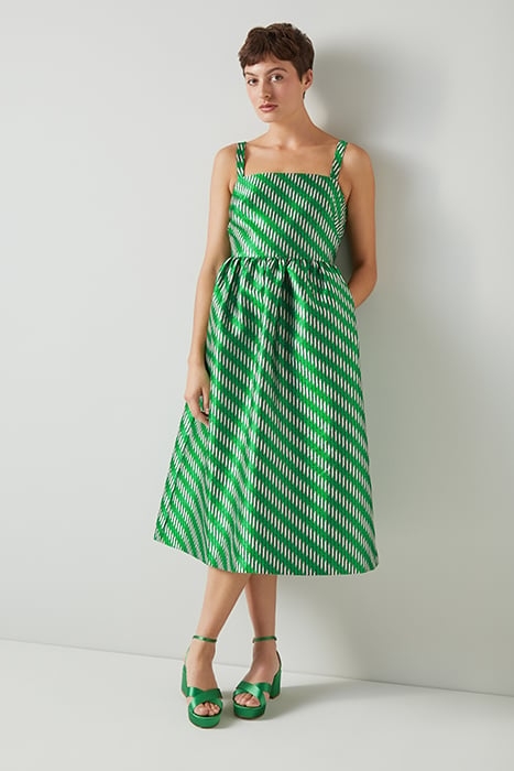 ELODIE JACQUARD MIDI DRESS GREEN 1