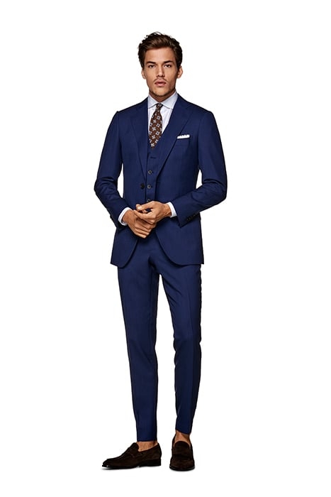 MID BLUE THREE-PIECE TAILORED FIT LAZIO SUIT 1