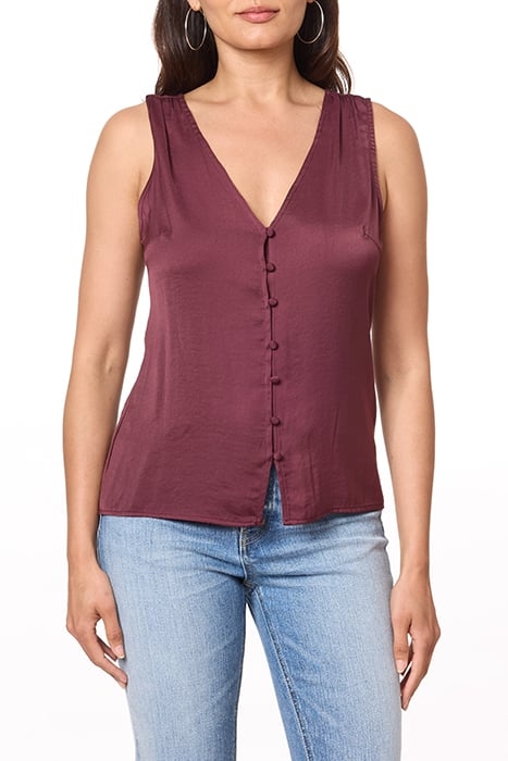 SLEEVELESS BUTTON FRONT BLOUSE BURGUNDY 2