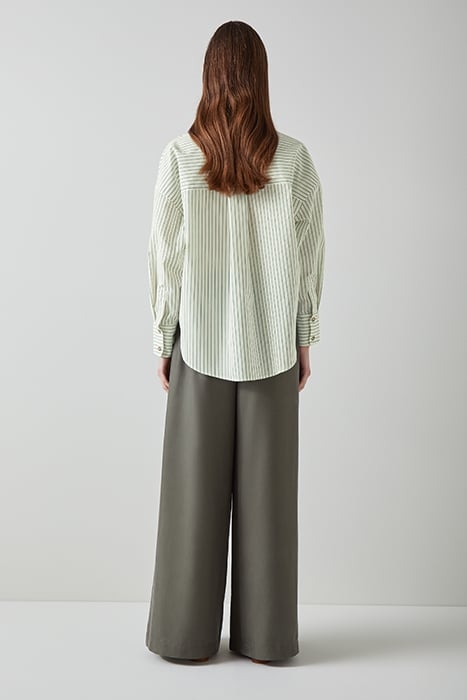 BEXTOR STRIPED BUTTON-DOWN SHIRT GREEN/CREAM 2