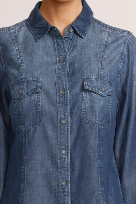 LONG SLEEVE SEAMED SHIRT DARK OMBRE WASH 4