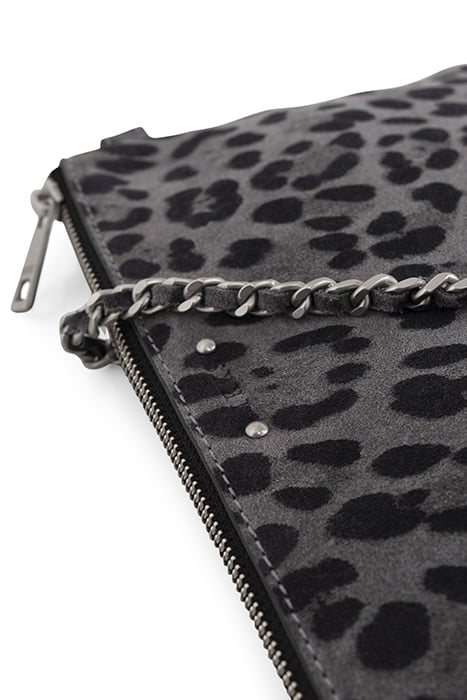 GREY LEOPARD MOTIF SUEDE 111 CLUTCH BAG GREY 3