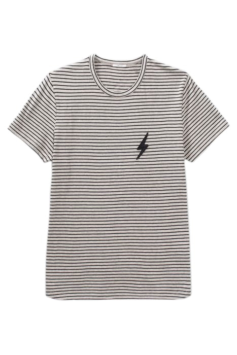 GREY UPCYCLED T-SHIRT + BLACK STRIPES BLACK 1
