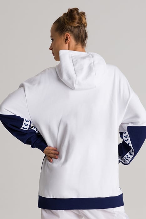 HOODED HALF ZIP PANEL SWEAT TEAM WHITE-NAVY 2