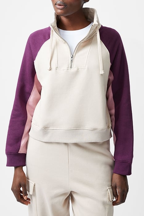 FC PANEL ZIP FUNNEL SWEAT BLACKBERRY/FOXGLOVE 1