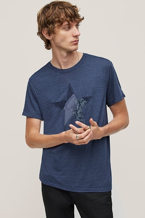 SS CREW TEE - TORN STAR INDIGO 1