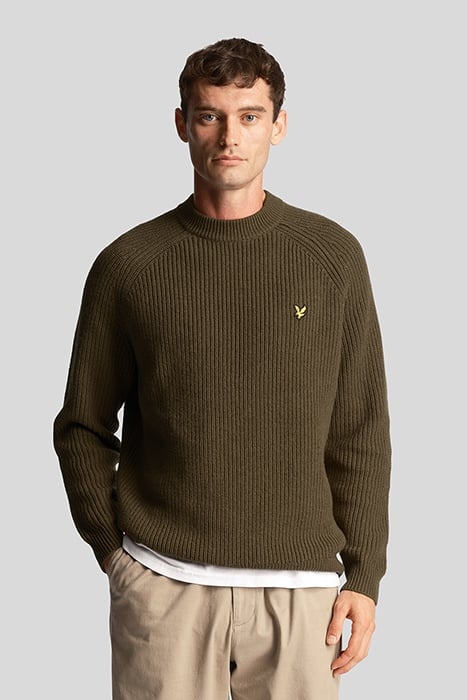 SHAKER STITCH MOCK NECK JUMPER OLIVE 1