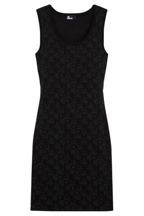 ROBE JACQUARD LOGO ALL OVER BLACK DARK GREY 5