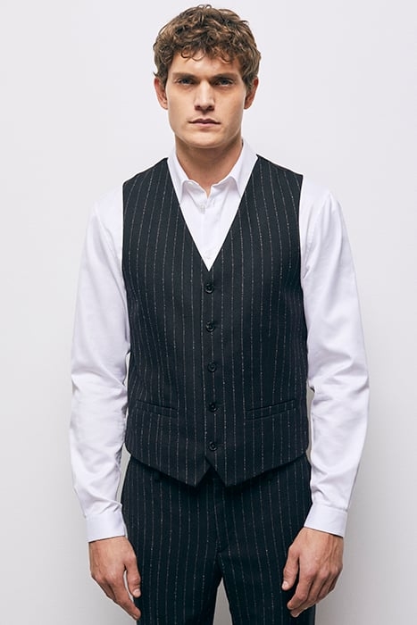 GILET COSTUME RAYURES BLACK WHITE 1