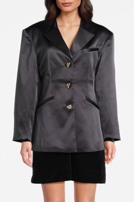 DOUBLE SATIN FITTED BLAZER BLACK 1