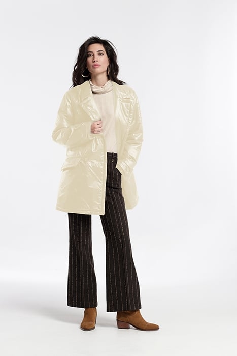 TECNICAL TEX DOUBLE BREASTED COAT WITH POCKETS ECRU 1
