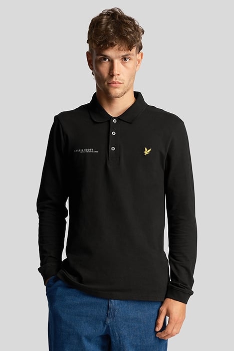 CO-ORDINATE PRINT LONG SLEEVE POLO JET BLACK 1