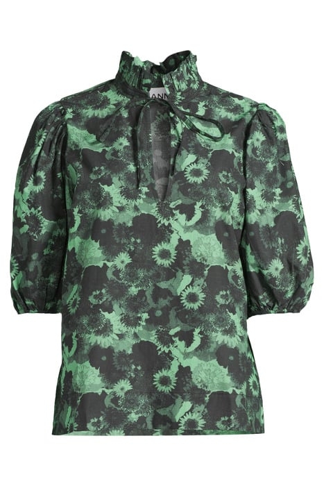 PRINTED COTTON HIGH RUFFLE COLLAR BLOUSE PEAPOD 3