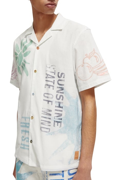 PRINTED SHORT SLEEVE SHIRT IN RAW ORGANIC COTTON STAMP PRINT 6