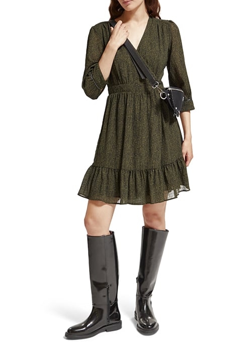 WRAP MINI DRESS LEOPARD SPOT GREEN 2