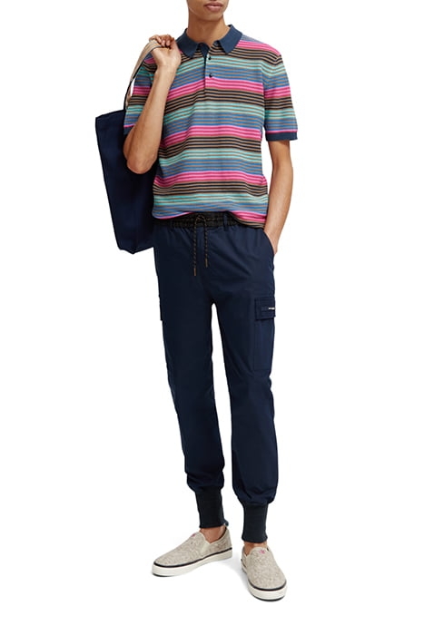 STRUCTURE KNITTED POLO STEEL TOPAZ BLUE STRIPE 3