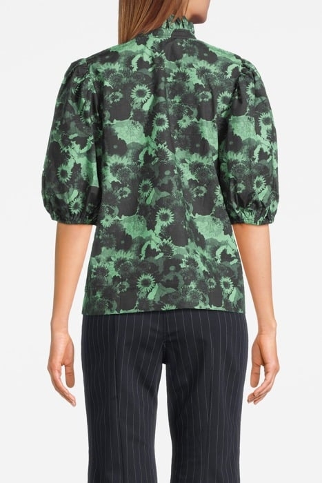 PRINTED COTTON HIGH RUFFLE COLLAR BLOUSE PEAPOD 2