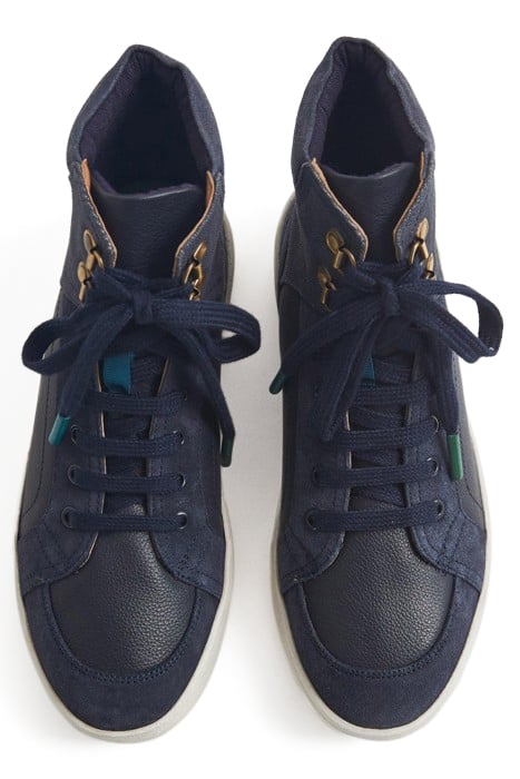 LEATHER SUEDE HI TOP TRAINER NAVY 3
