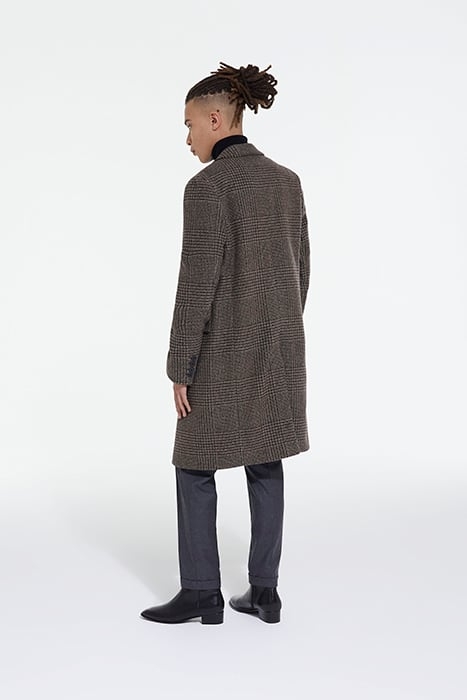 MANTEAU LONG CROISE MOTIF CHEVRONS BROWN 2