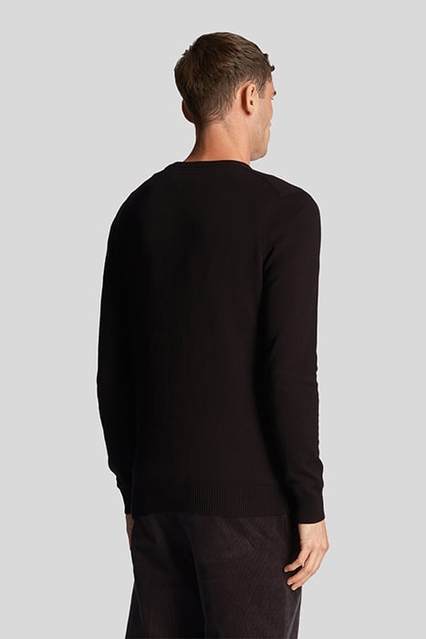 COTTON MERINO CREW JUMPER JET BLACK 2