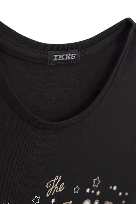 GIRLS’ BLACK ORGANIC COTTON T-SHIRT WITH ROCK IMAGES BLACK 3