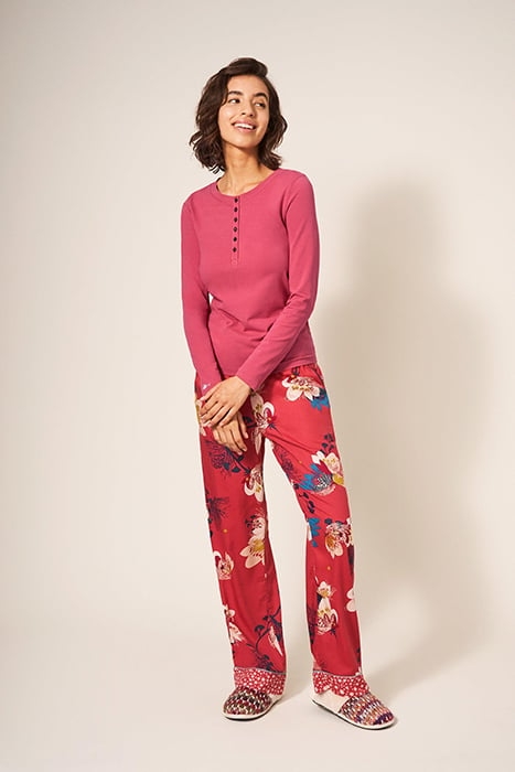 HAILEY HENLEY PJ TOP DEEP PINK 1