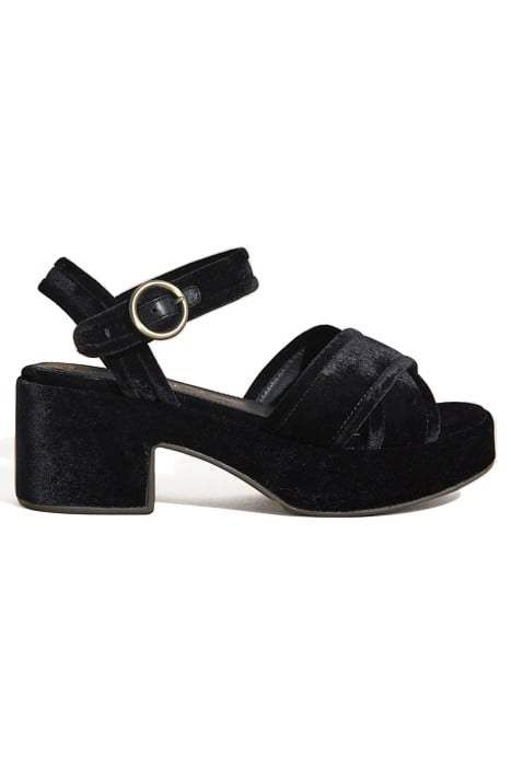 VELVET PLATFORM SANDAL PURE BLACK 1