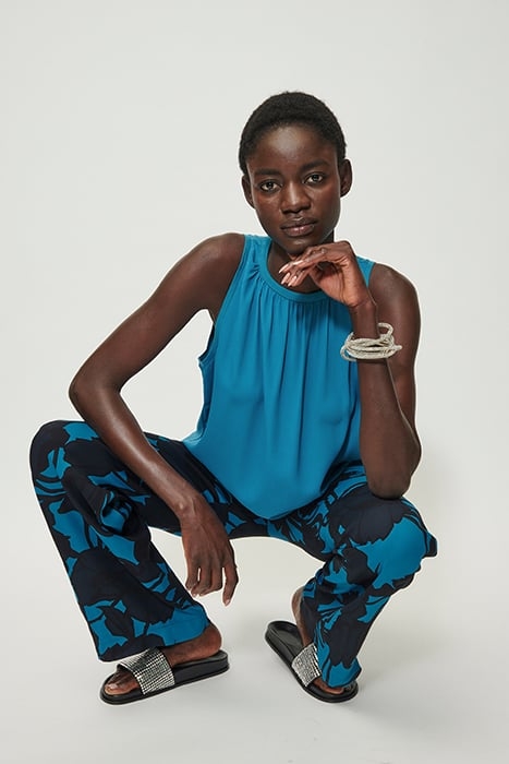 BLOUSE SHIRT WITH JERSEY BACK DEEP TURQUOISE 4