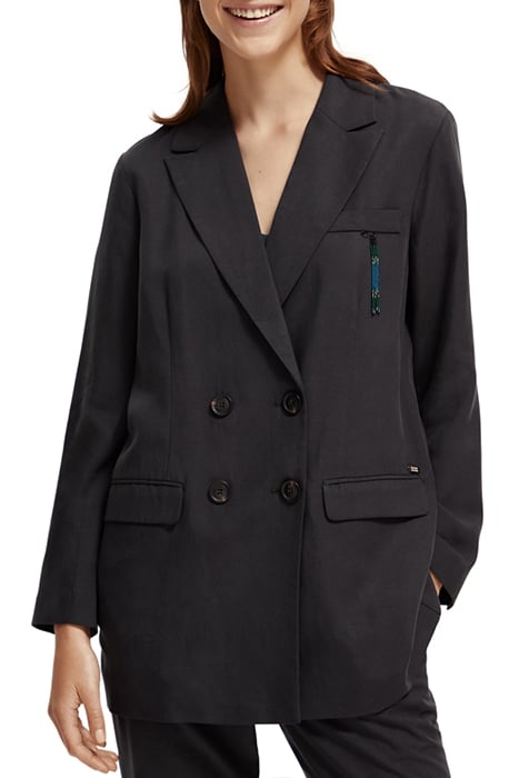 DRAPEY DOUBLE BREASTED BLAZER CHARCOAL 1