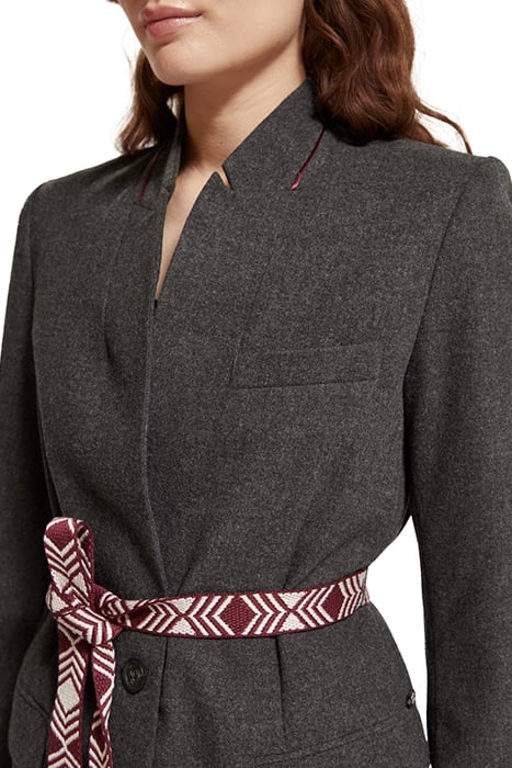 WOOL FLANNEL SINGLE BREASTED BLAZER CHARCOAL MELANGE 8