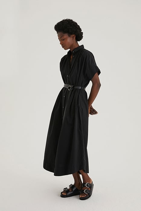 COTTON PLEATED DRESS BLACK 2