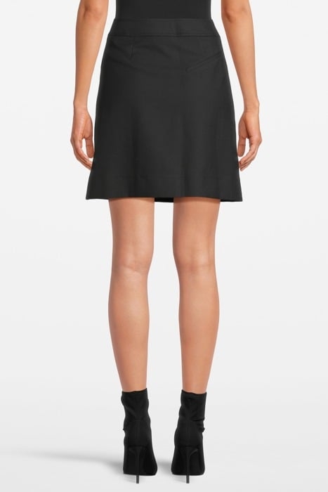 SUMMER SUITING BUTTON CLOSURE MINI SKIRT BLACK 2