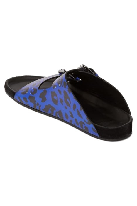 SANDALES EN CUIR IMPRESSION LEOPARD BLUE 4