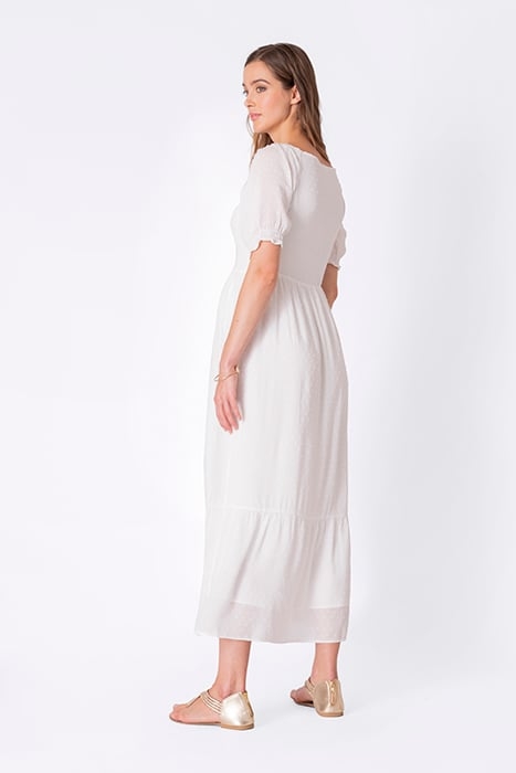 SHIRRED MATERNITY DRESS WHITE 2