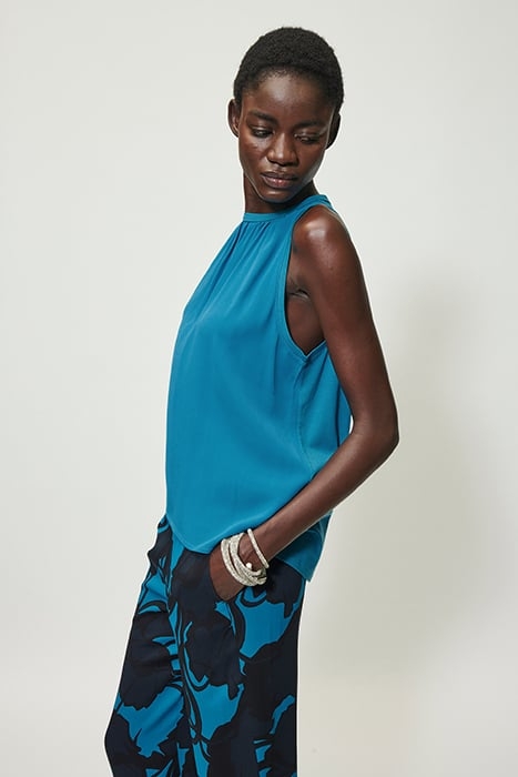 BLOUSE SHIRT WITH JERSEY BACK DEEP TURQUOISE 3