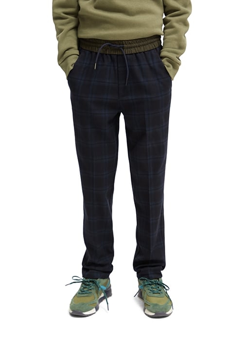 BOYS RELAXED SLIM-FIT YARN-DYED CONTRAST WAISTBAND PANTS NIG 1