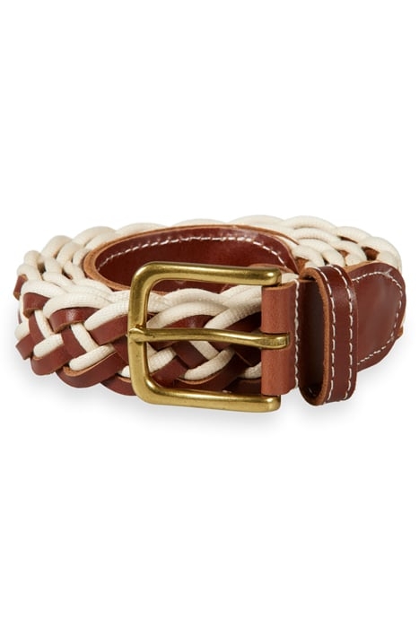 BRAIDED LEATHER & CORD BELT COGNAC 1
