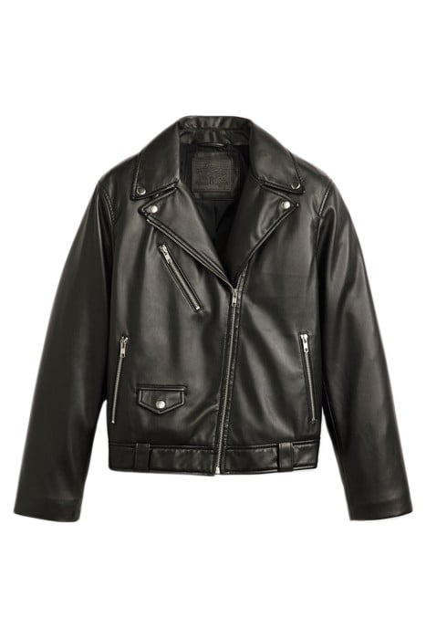 FAUX LEATHER BIKER JACKET IN BLACK 3