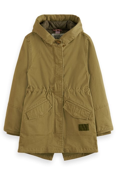 GIRLS 2-IN-1 REVERSIBLE VEST COTTON PARKA MILITARY 7